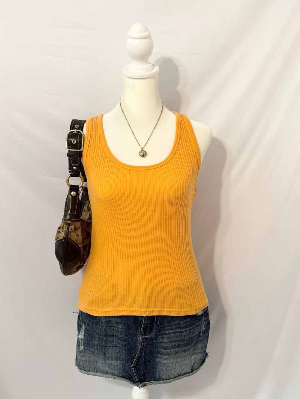 Vintage Y2k Orange Minimalist Basic Fitted Tank